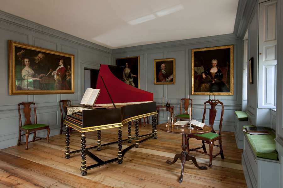 The piano room inside of the Hendel Hendrix Museum