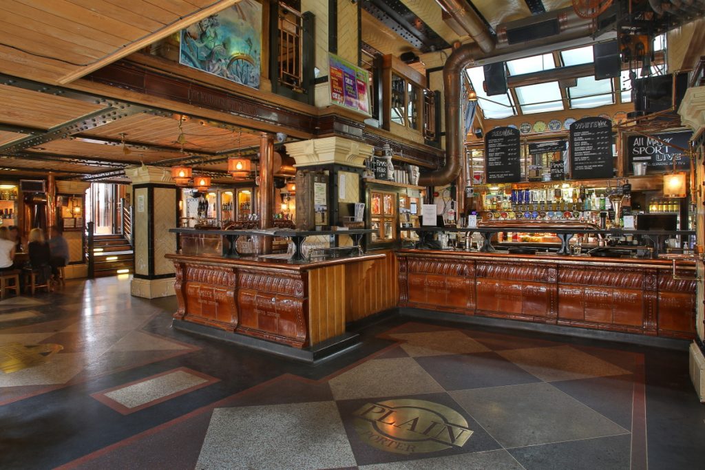 The interior of The Porterhouse restaurant