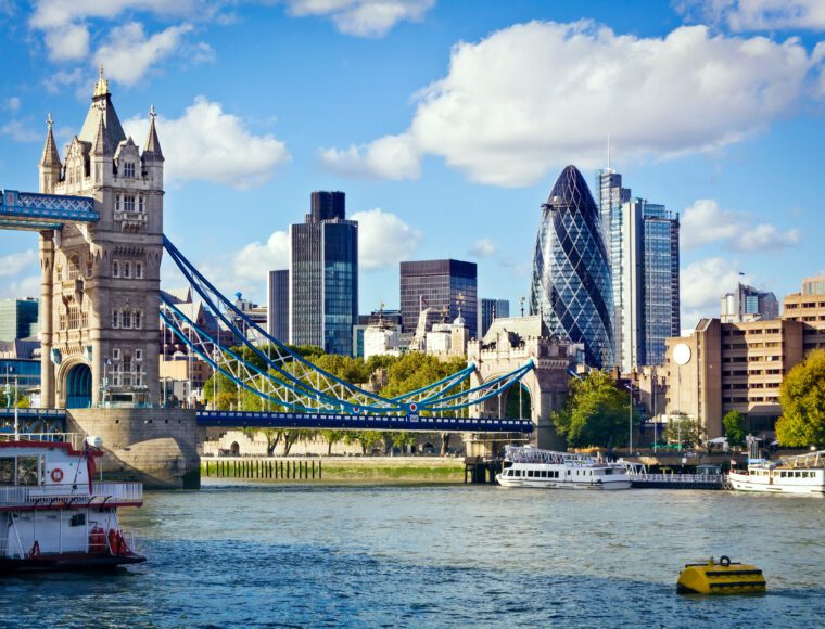 London skyline seen from the River Thames